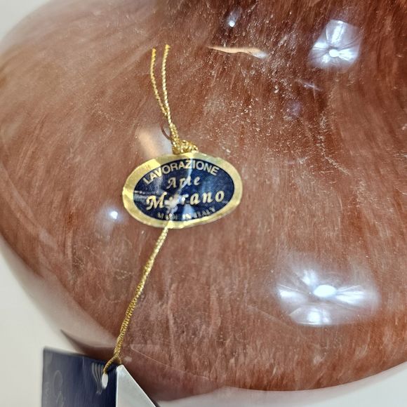 Murano Glass Flower Vase Deep Pink Swirl Gloss Italy Traditional Cristalvi 8x14" - Picture 12 of 16